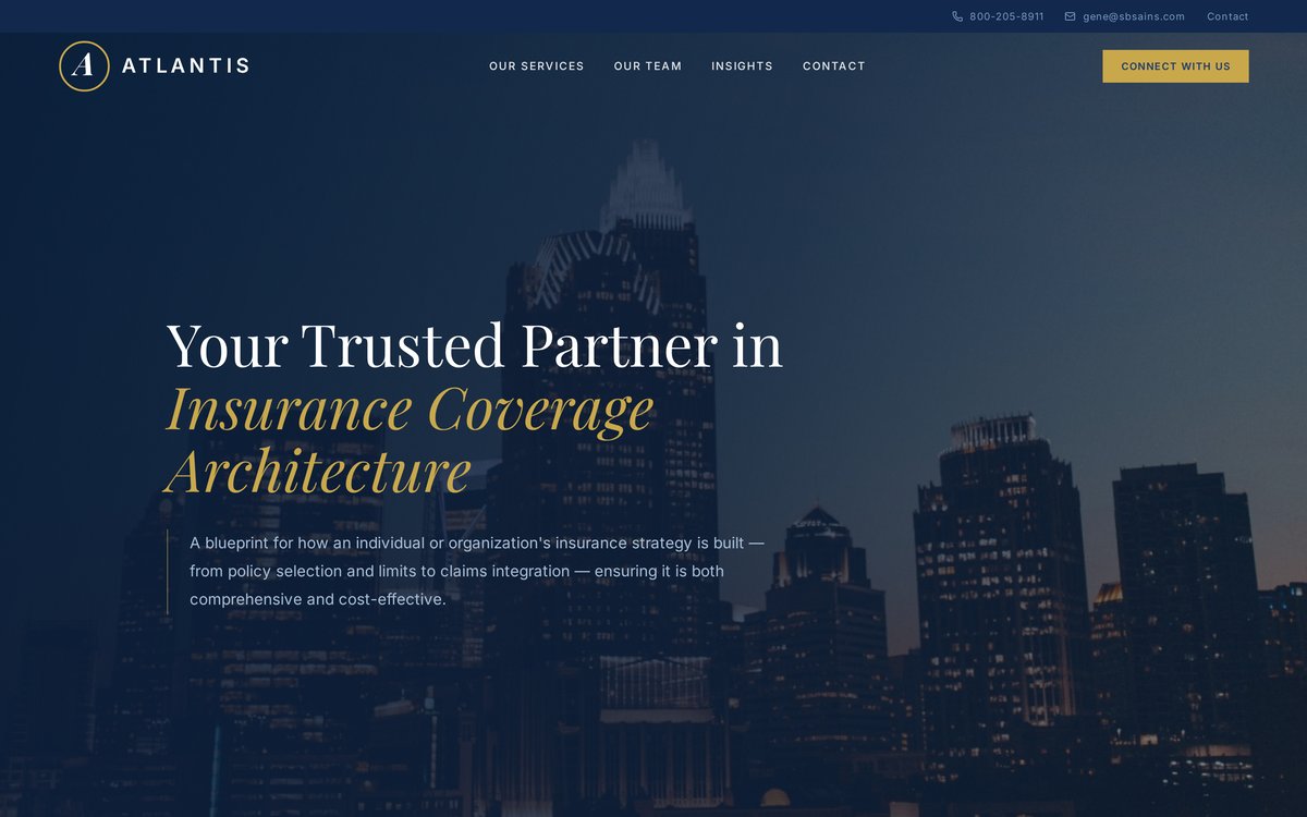 Atlantis Insurance Corporation homepage, built by Meridian